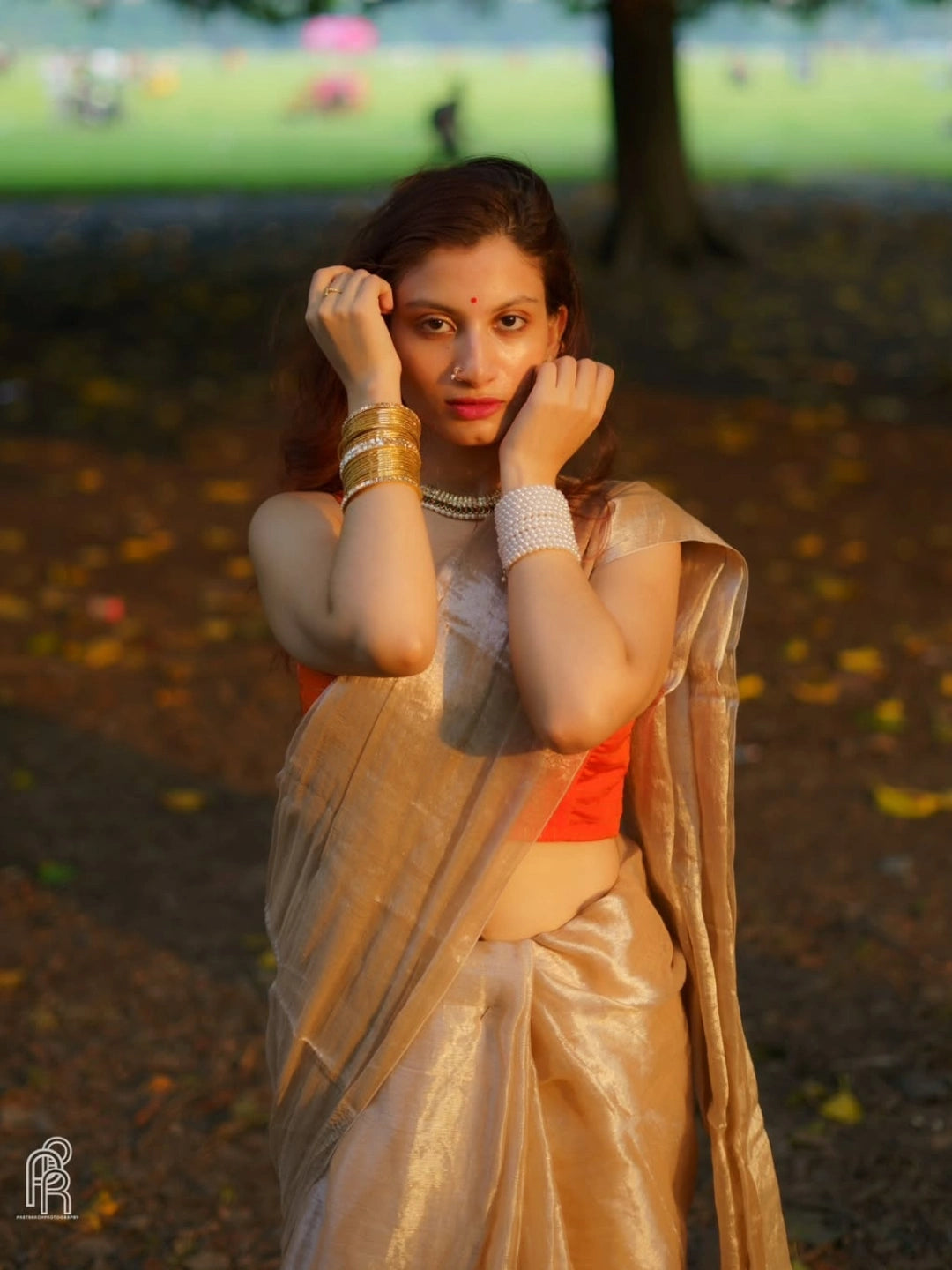 Creamy Glow | Ivory Handloom Tissue Saree.
