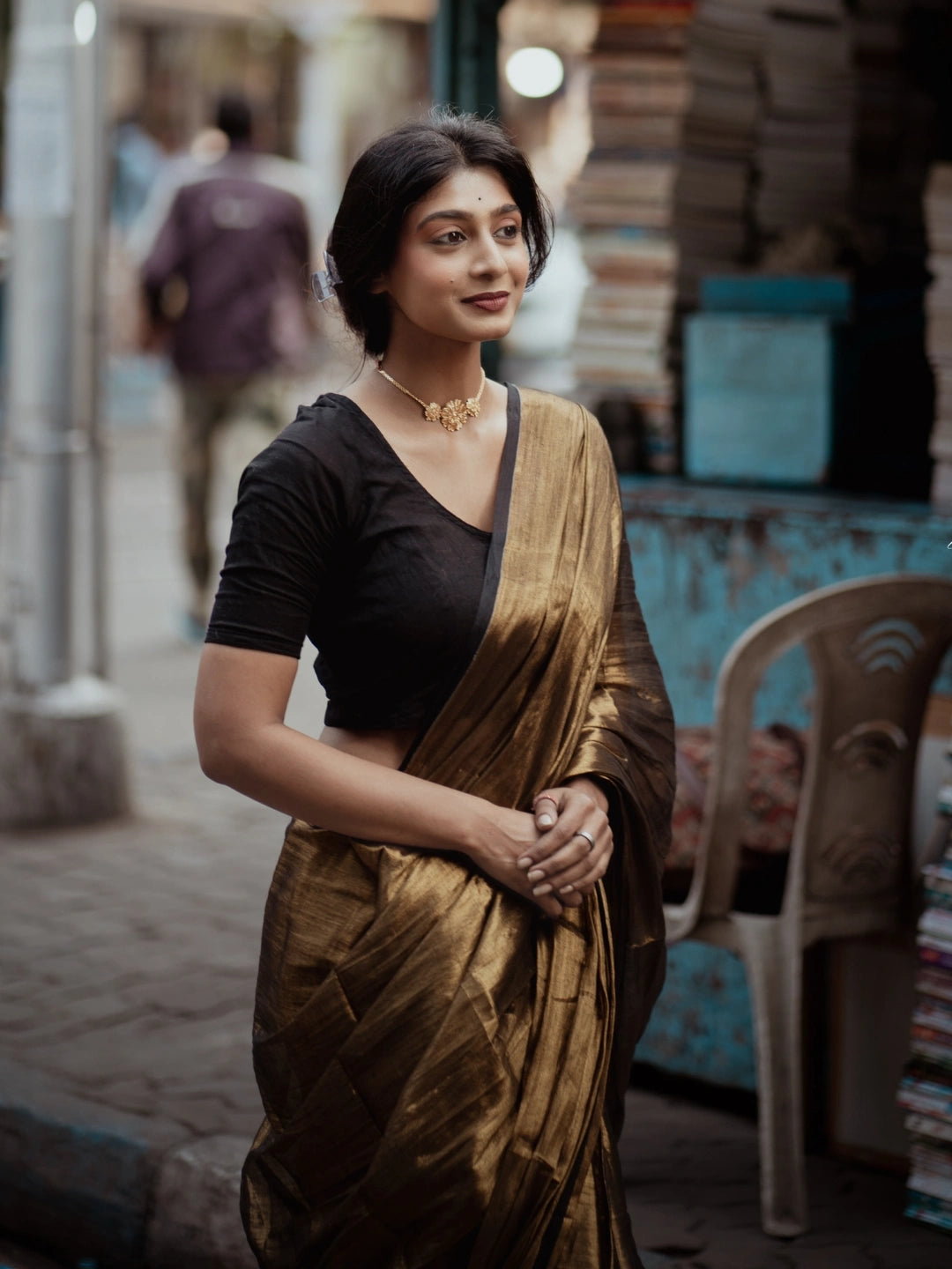 Swarnika | Gold Handloom Tissue Saree