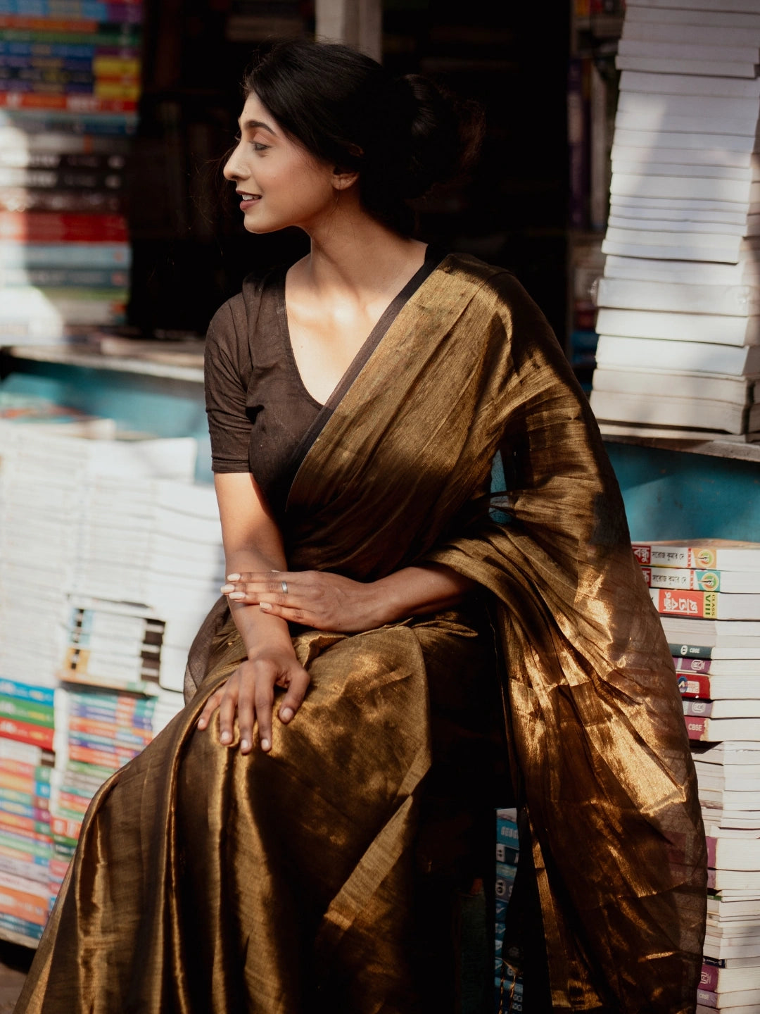 Swarnika | Gold Handloom Tissue Saree