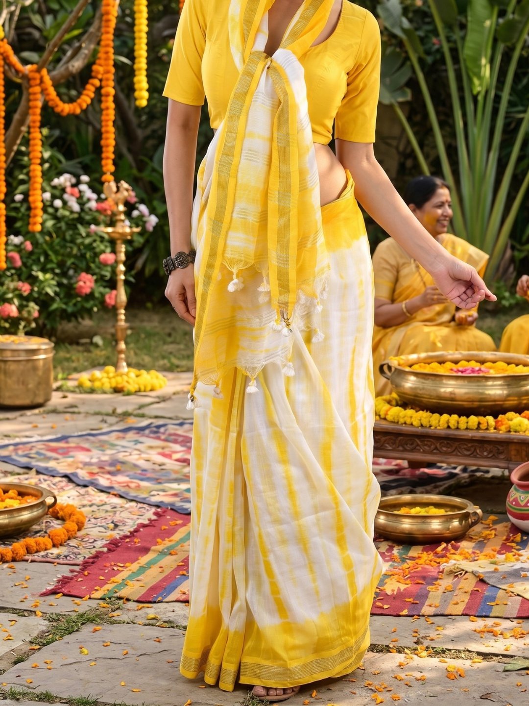 Haldi Utsav | Sunshine Yellow Handloom Mul Cotton Saree