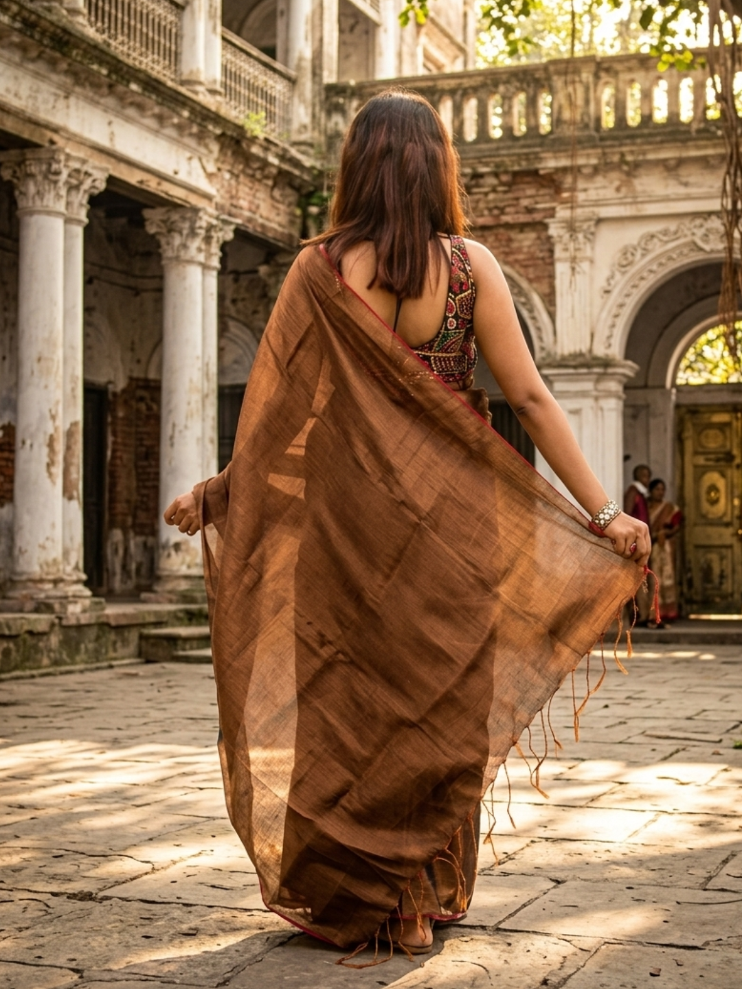 Aakar Copper Blossom | Copper Handloom Tissue Saree