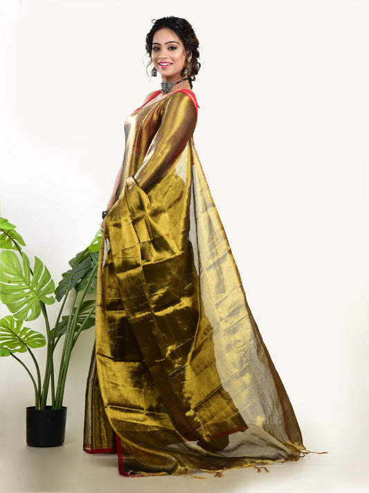 Sunehri Kiran | Gold Handloom Tissue Saree