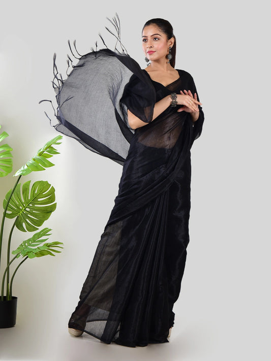 Raabta | Black Handloom Tissue Saree
