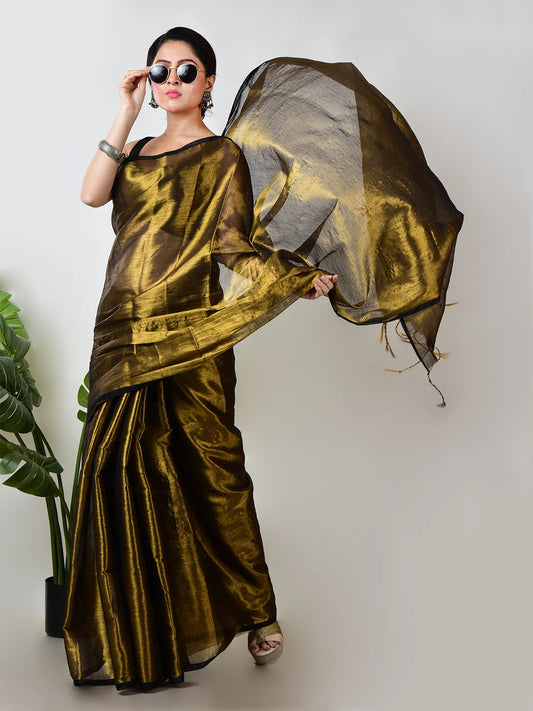 Swarnika | Gold Handloom Tissue Saree