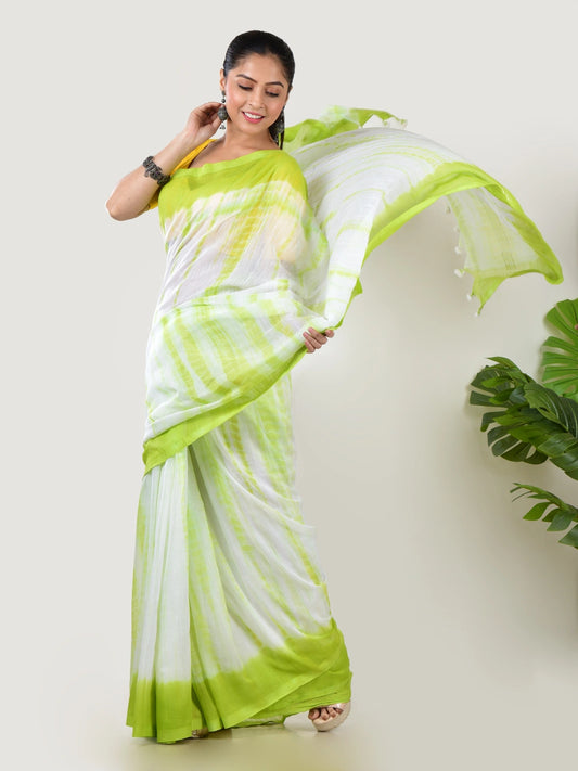 Hara Saaz | Green Handloom Mul Cotton Saree