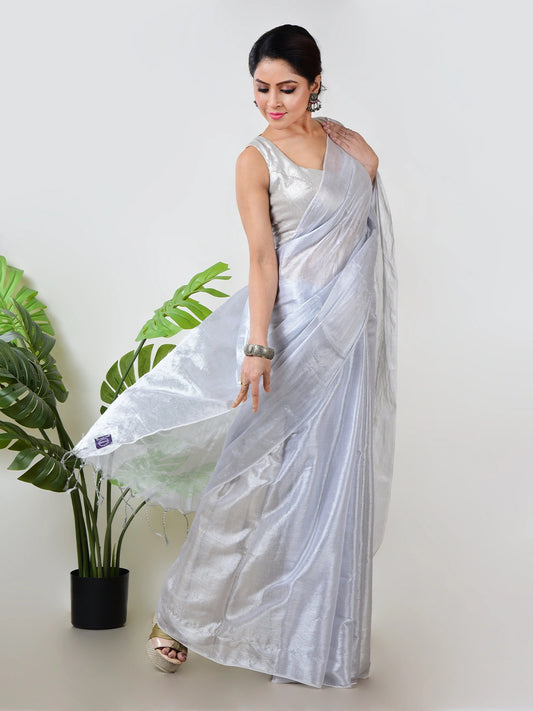Chandrika | White Handloom Tissue Saree