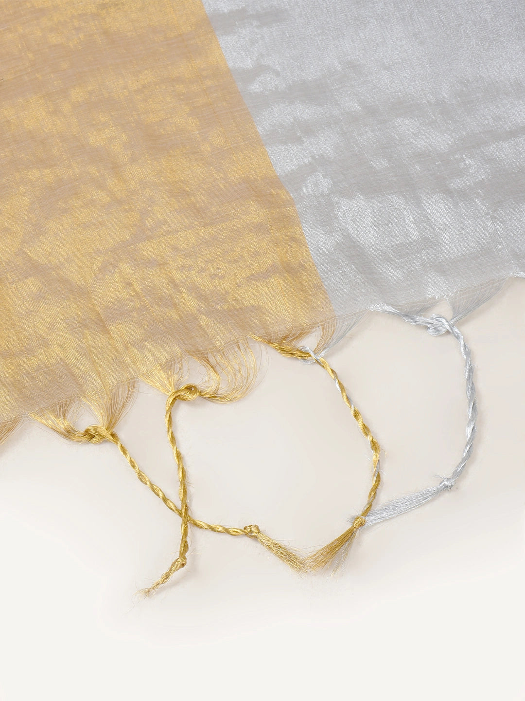 Butterscotch | White and Yellow Handloom Tissue Saree
