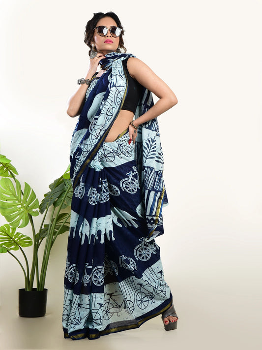 Prakriti | Cotton Handloom Indigo Saree