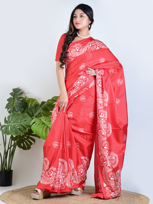 Scarlet Grace | Red Silk Saree