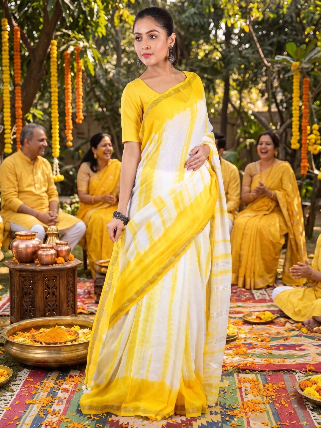 Haldi Utsav | Sunshine Yellow Handloom Mul Cotton Saree