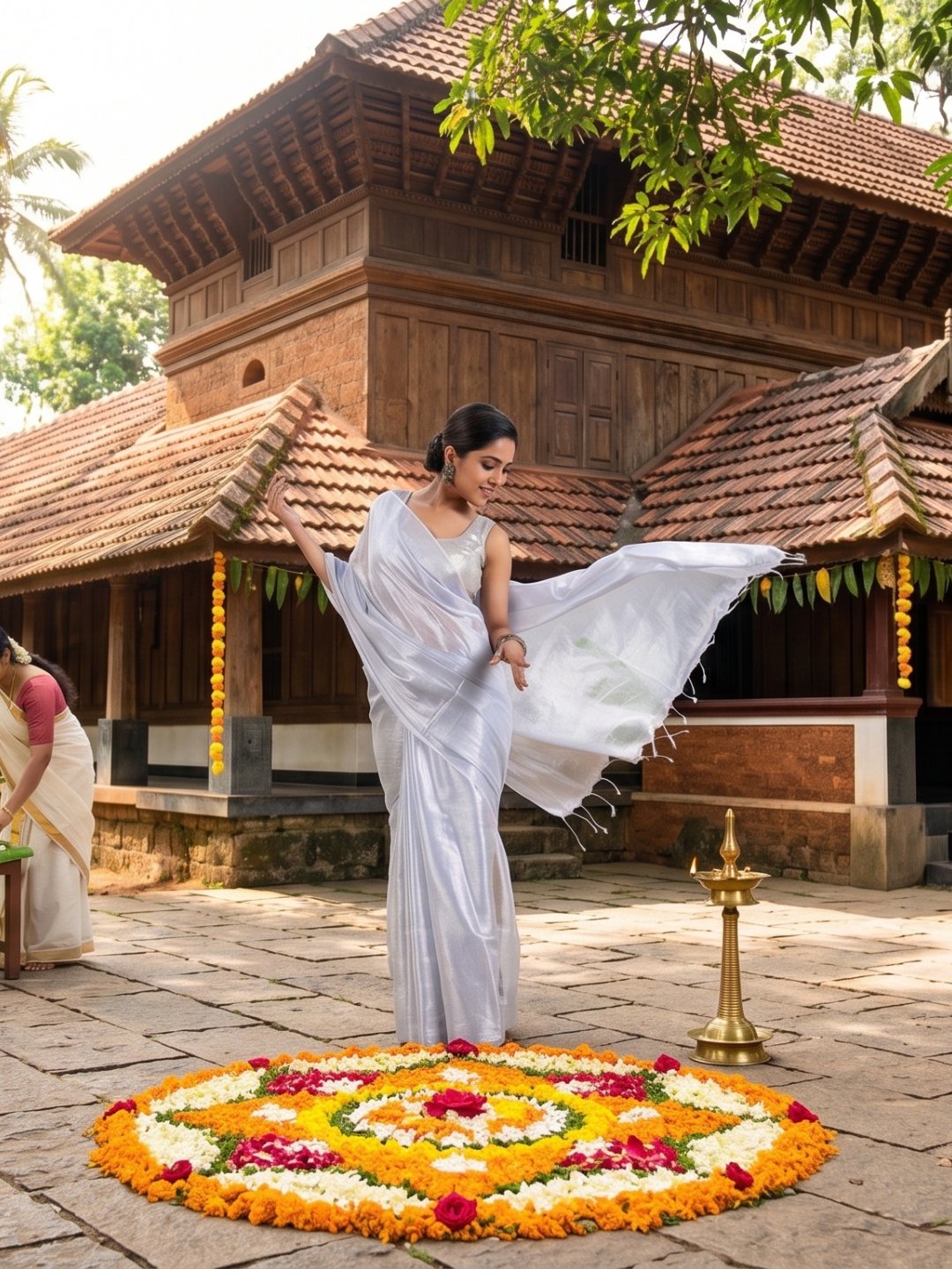 Onam Chandrika | White Handloom Tissue Saree