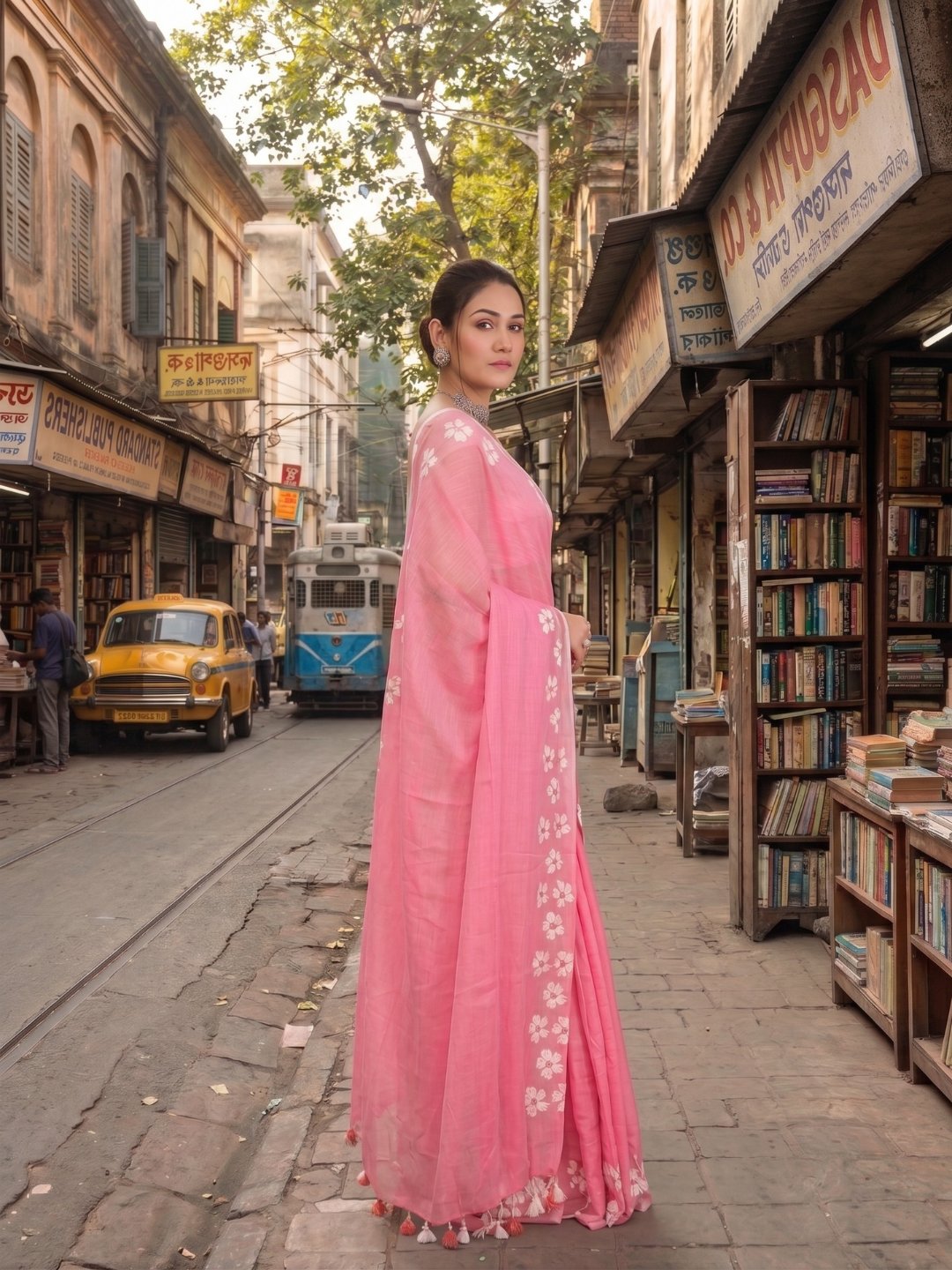 Candy Bloom | Cotton Candy Pink Handloom Cotton Saree with Delicate Handcrafted Floral Art