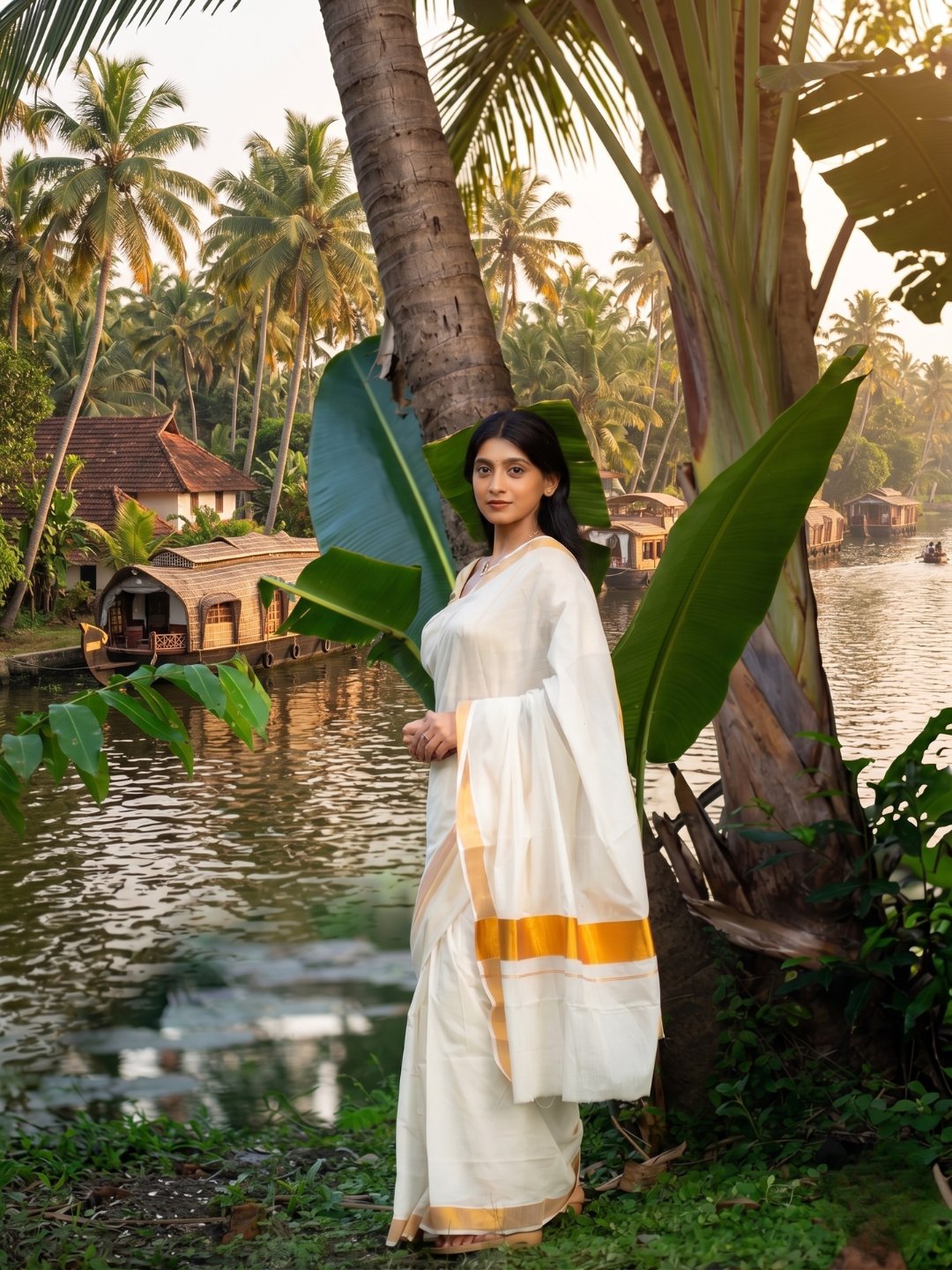 Thiruvona Padma | White Kasavu Handloom Cotton Saree