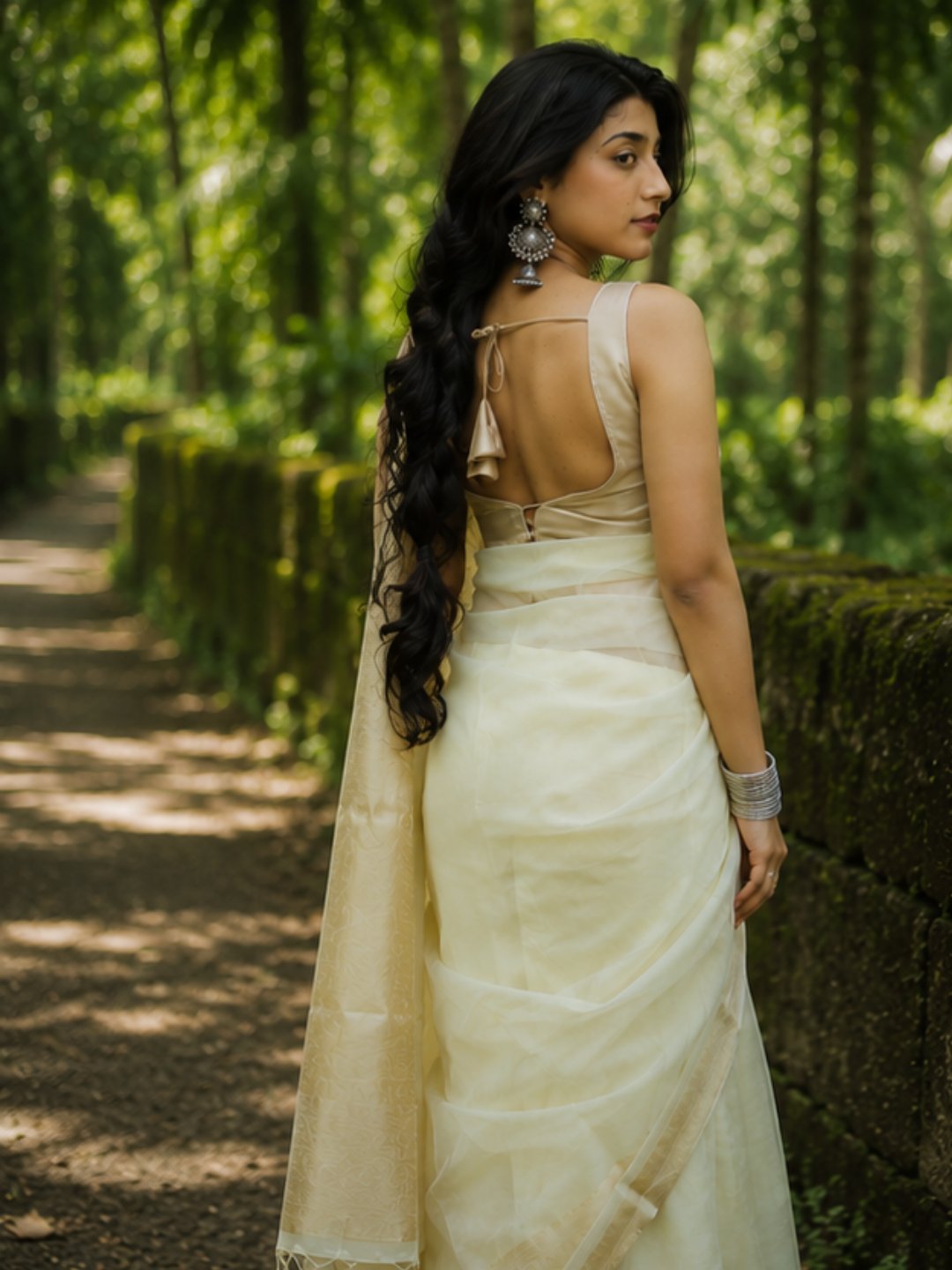 Onam Shwetha Pushpam | Beige Handloom Organza Saree