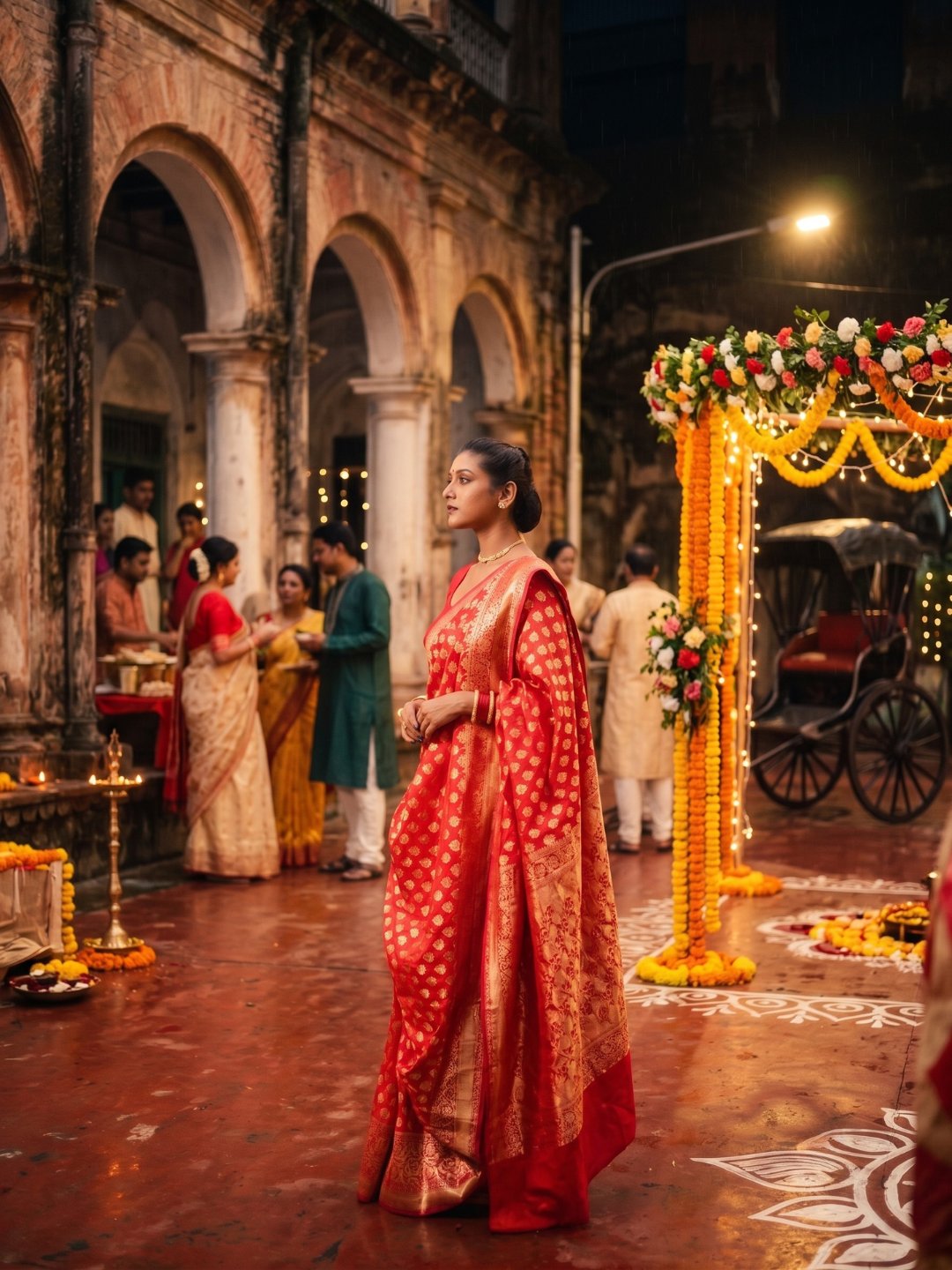 Sindoori Rajnigandha | Red Handloom Banarasi Saree