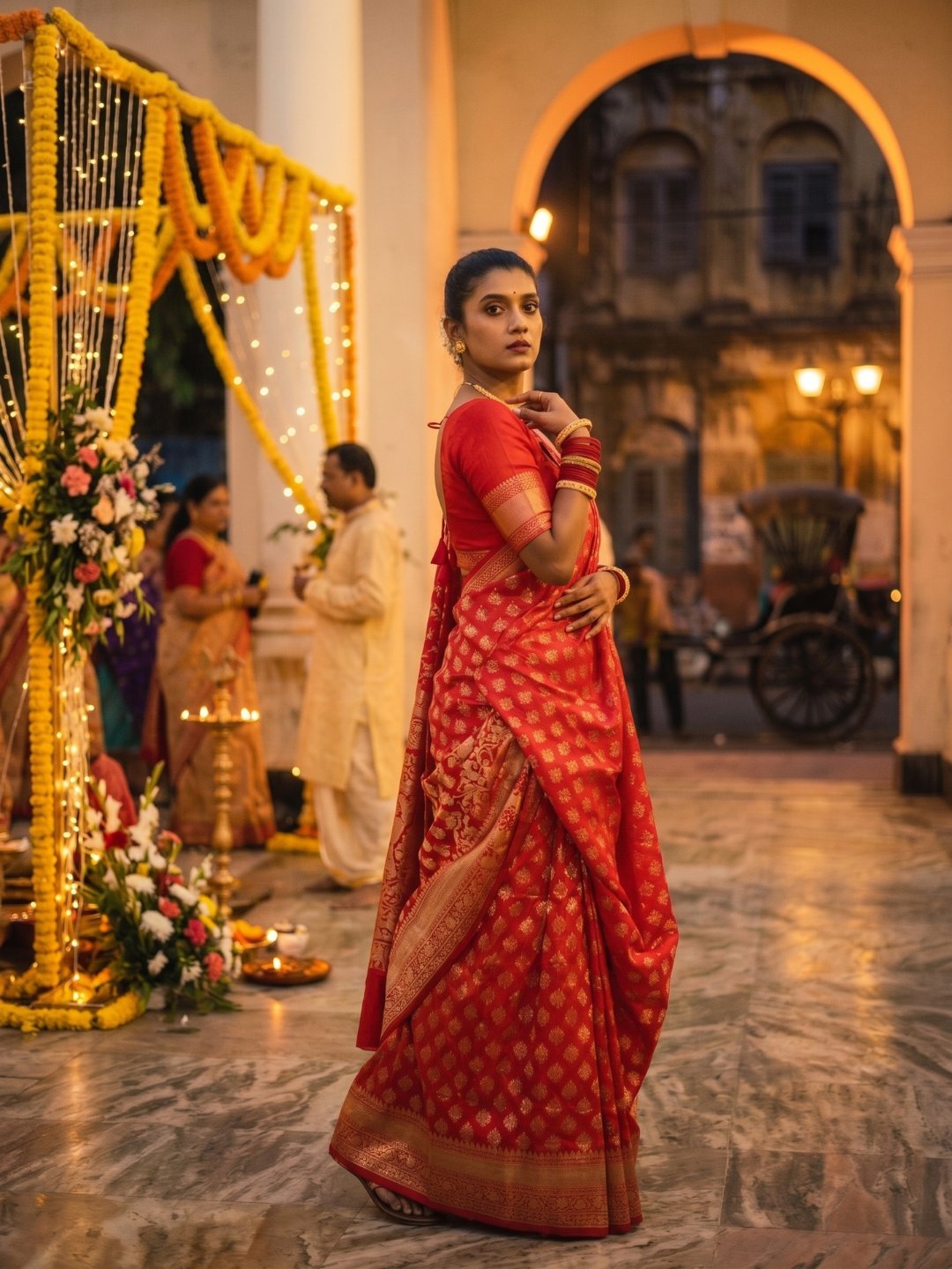 Sindoori Rajnigandha | Red Handloom Banarasi Saree