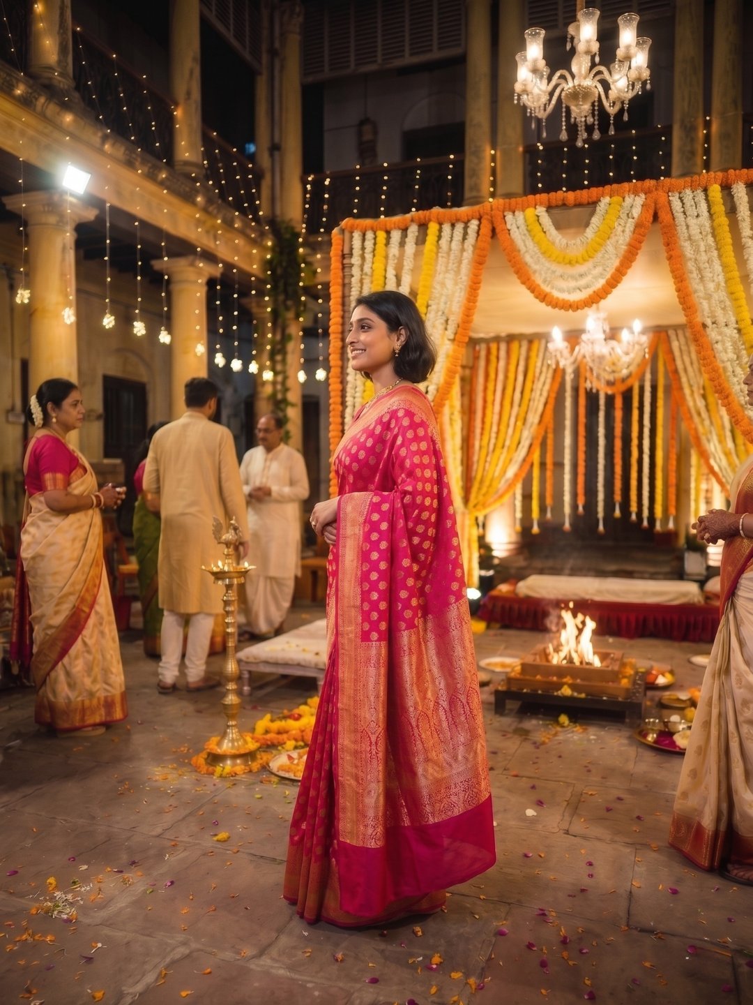 Gulabi Varmala | Pink Handloom Banarasi Saree
