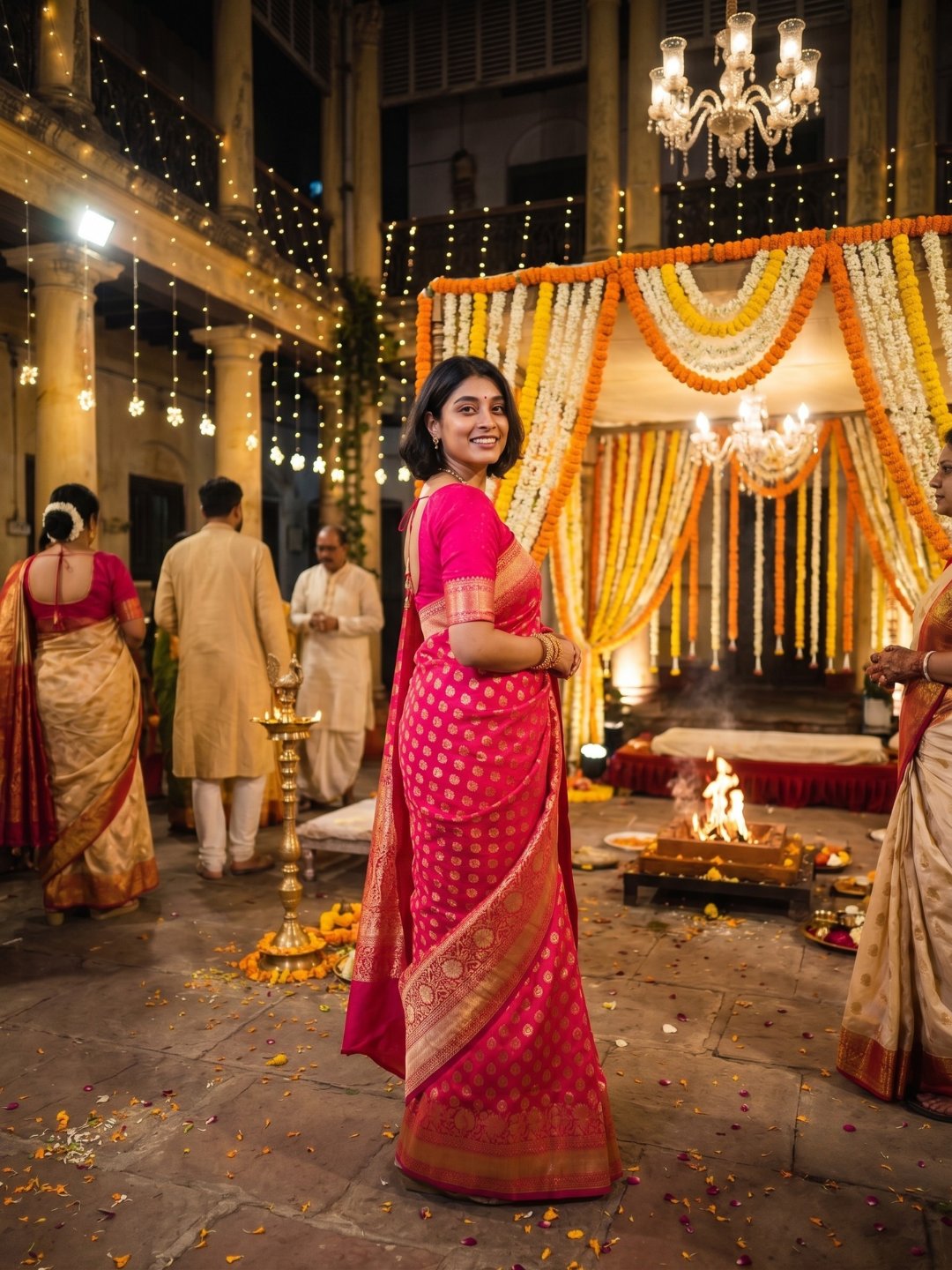 Gulabi Varmala | Pink Handloom Banarasi Saree