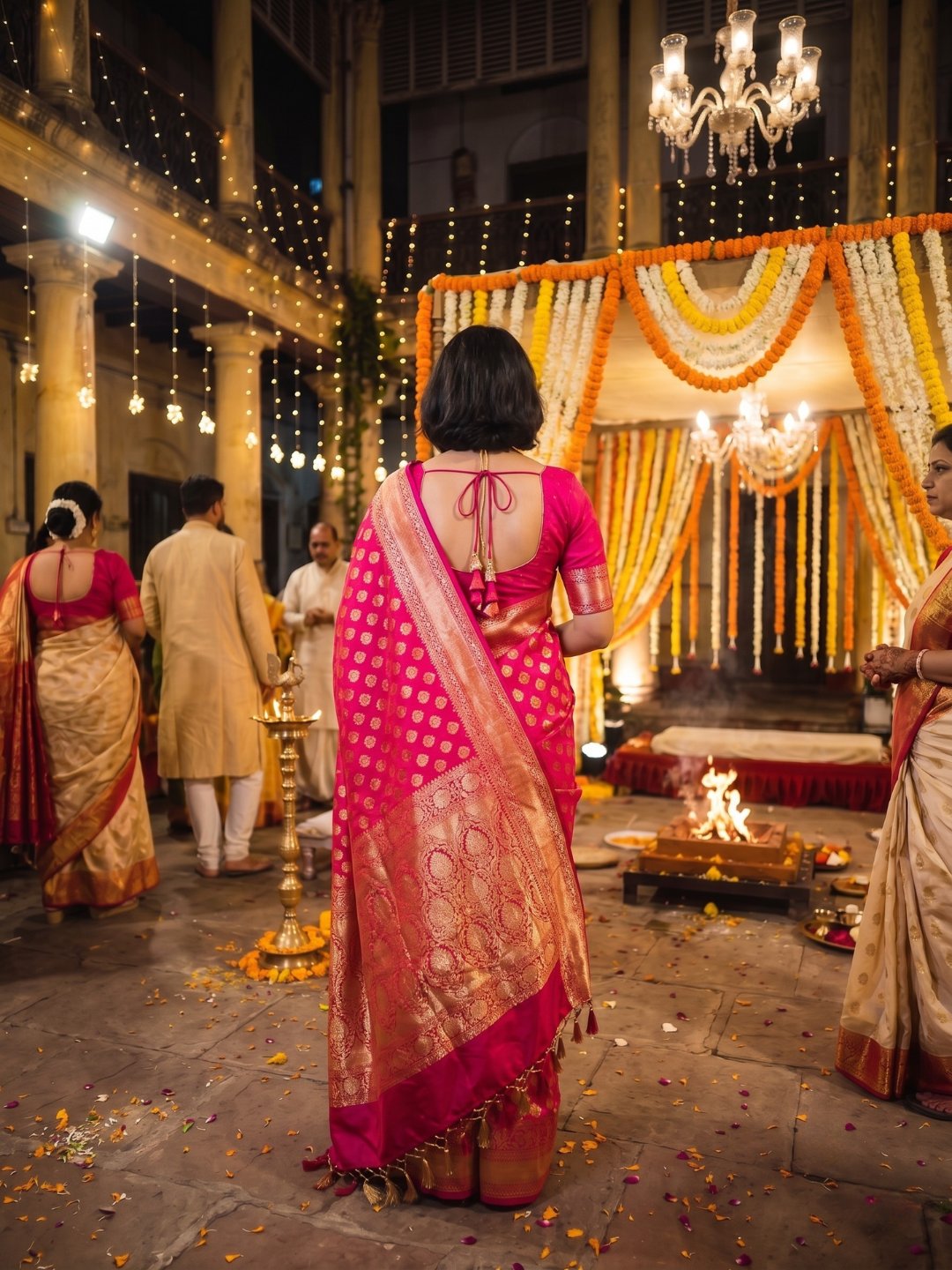 Gulabi Varmala | Pink Handloom Banarasi Saree