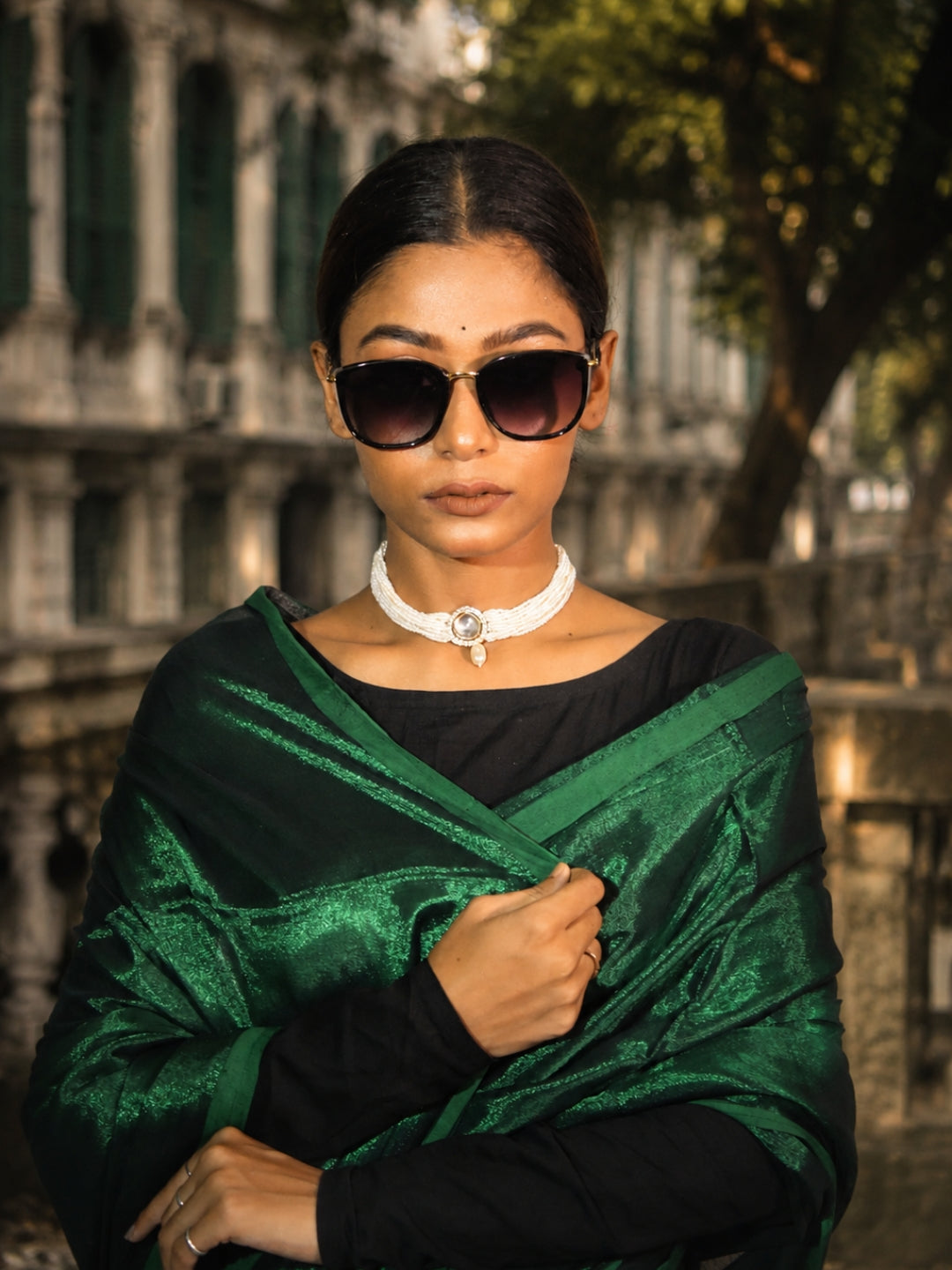 Aakar Bottle Green Handloom Tissue Saree for Women | Lightweight Shimmer Saree with Unstitched Blouse Piece | Festive Wedding Partywear Saree