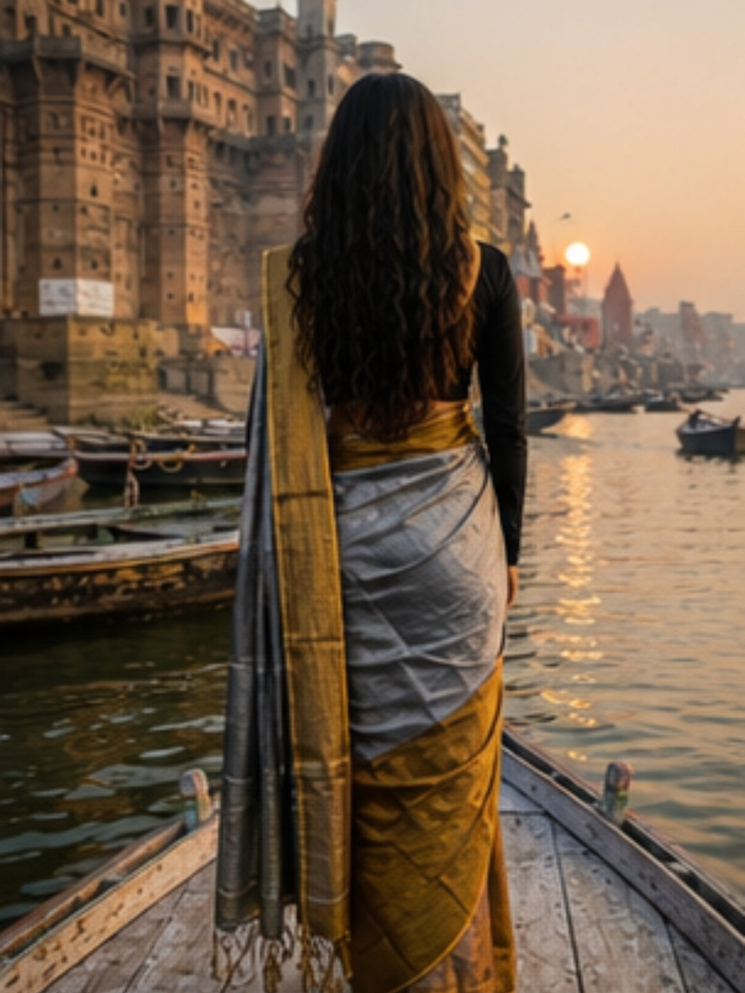 Swarna Chaand | Gold & Silver Handloom Tissue Saree
