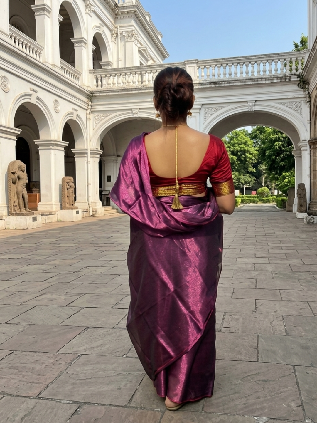 Aakar Purple Dusk | Purple Handloom Tissue Saree