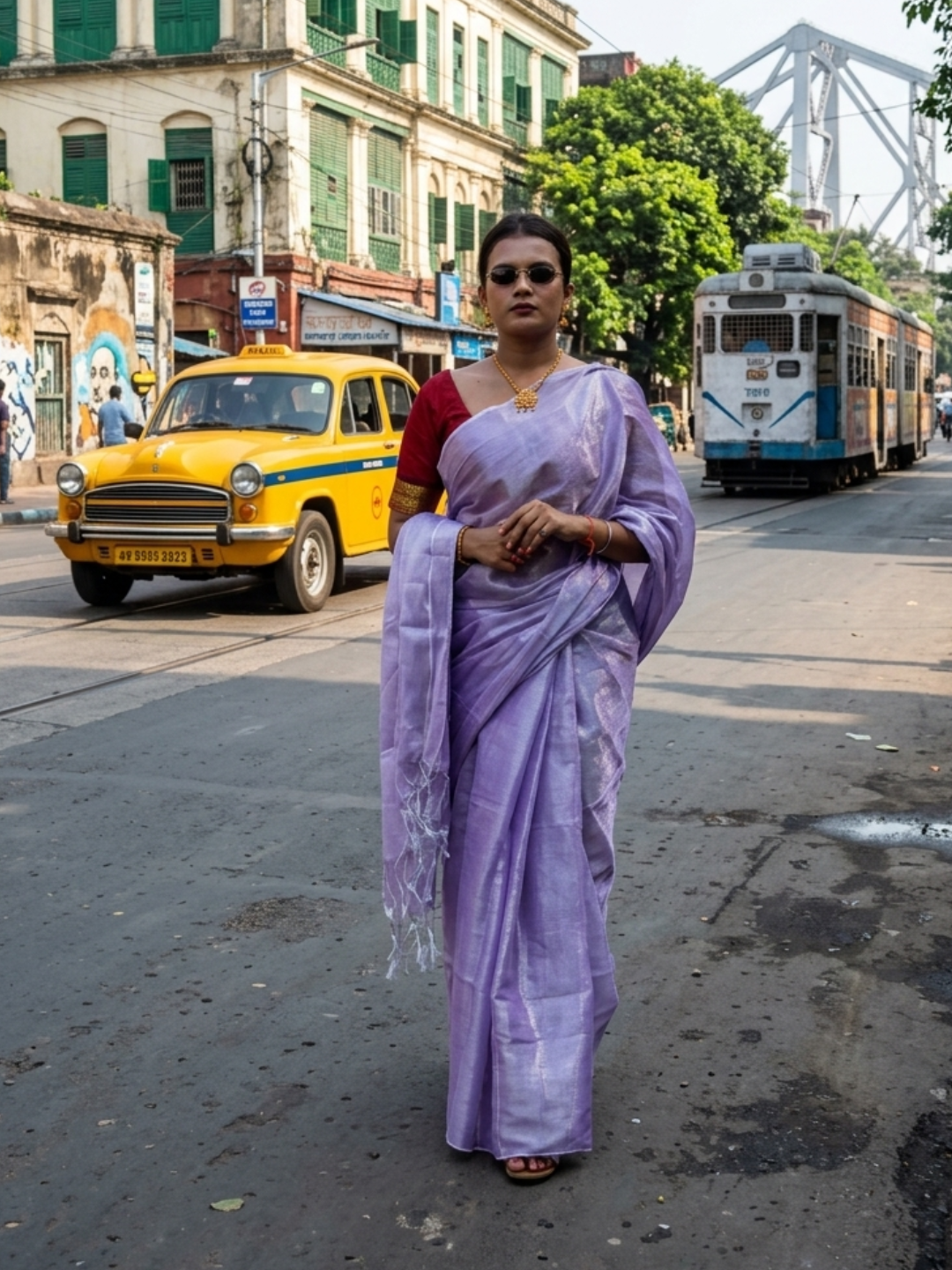 Aakar Jheel Kamal | Lavender Handloom Tissue Saree