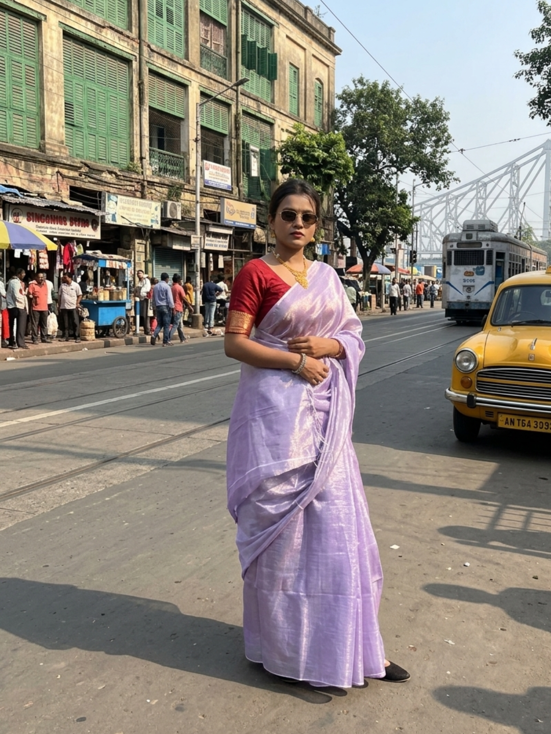 Aakar Jheel Kamal | Lavender Handloom Tissue Saree