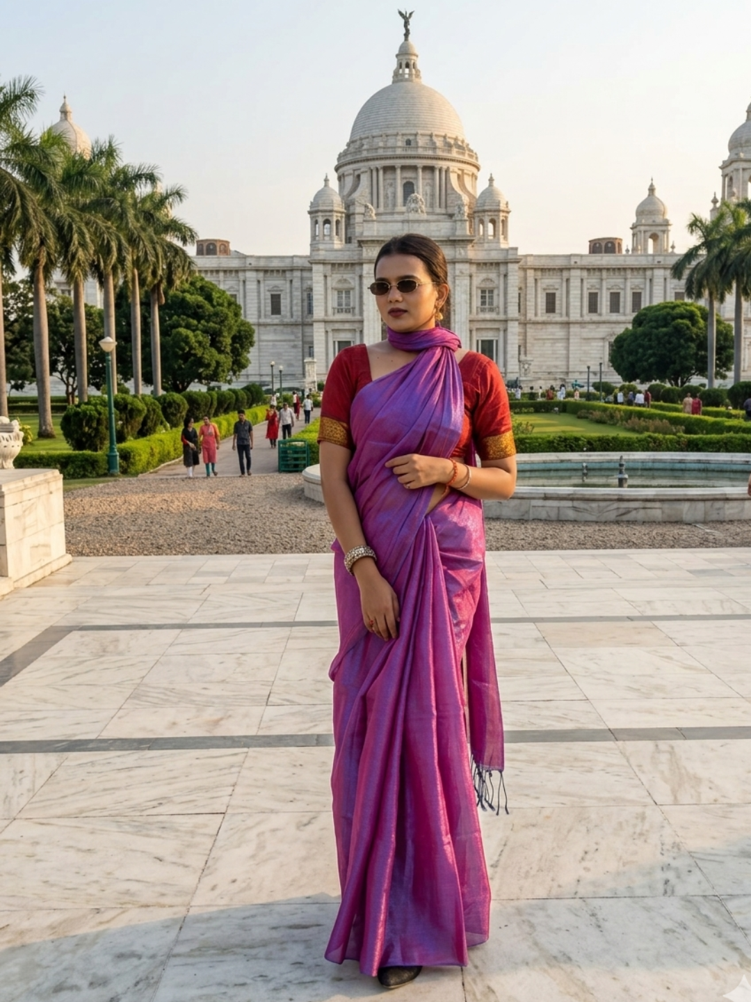 Aakar Orchid Mist | Purple & Blue Handloom Tissue Saree