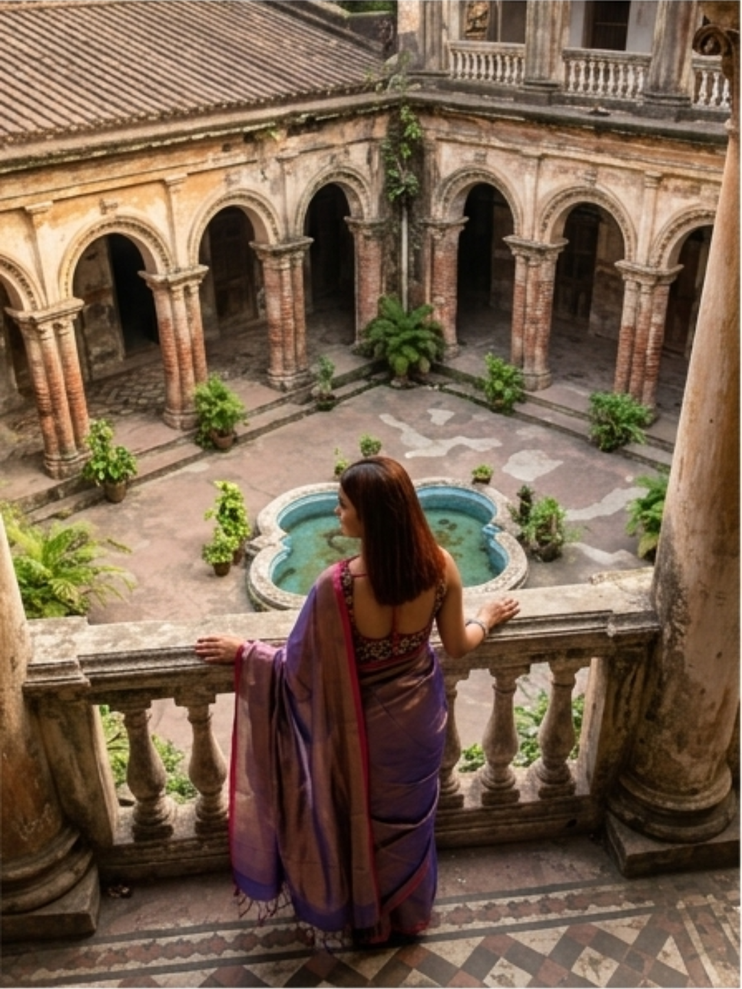 Aakar Midnight Melt | Copper & Blue Handloom Tissue Saree