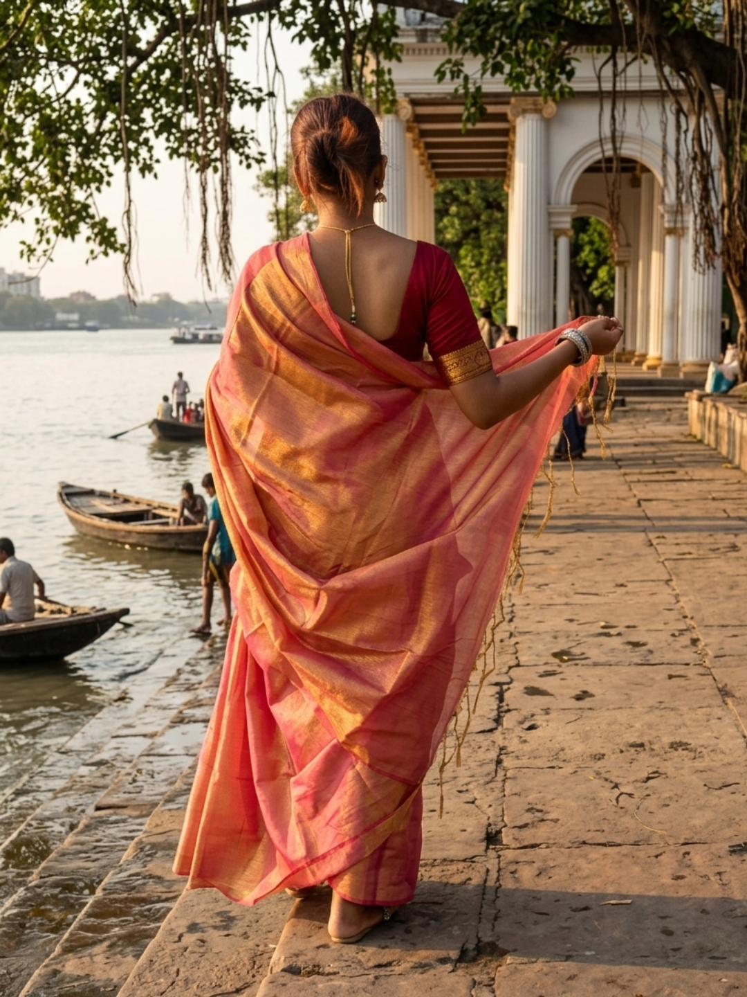 Orange Glow | Orange Handloom Tissue Saree