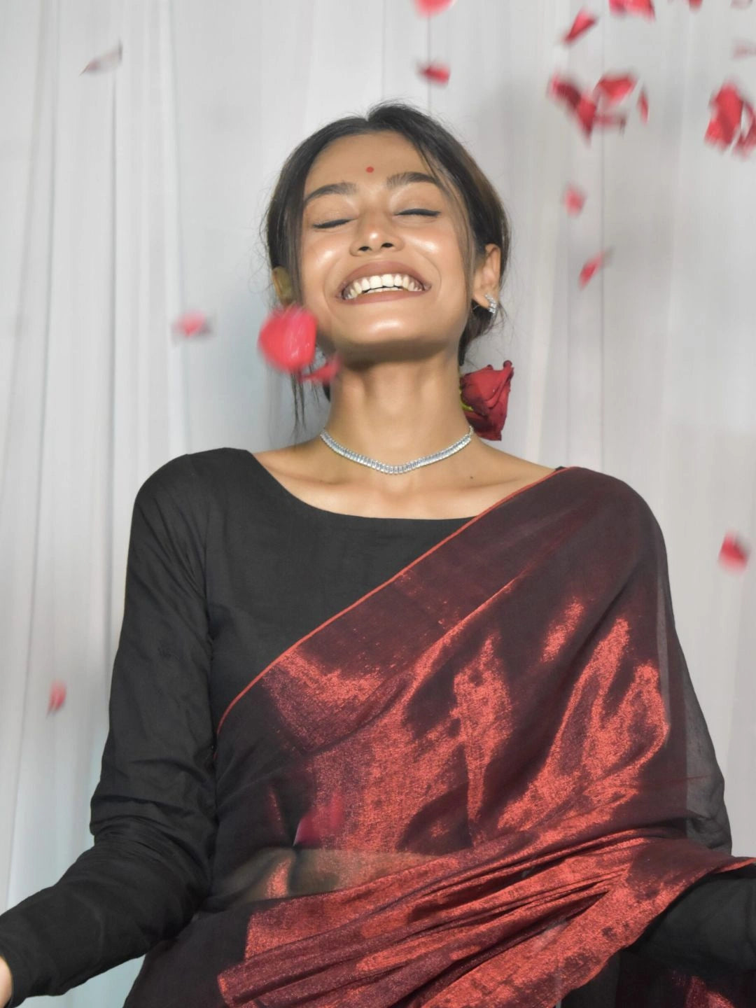 Wine Drizzle| Wine Red Handloom Tissue Saree