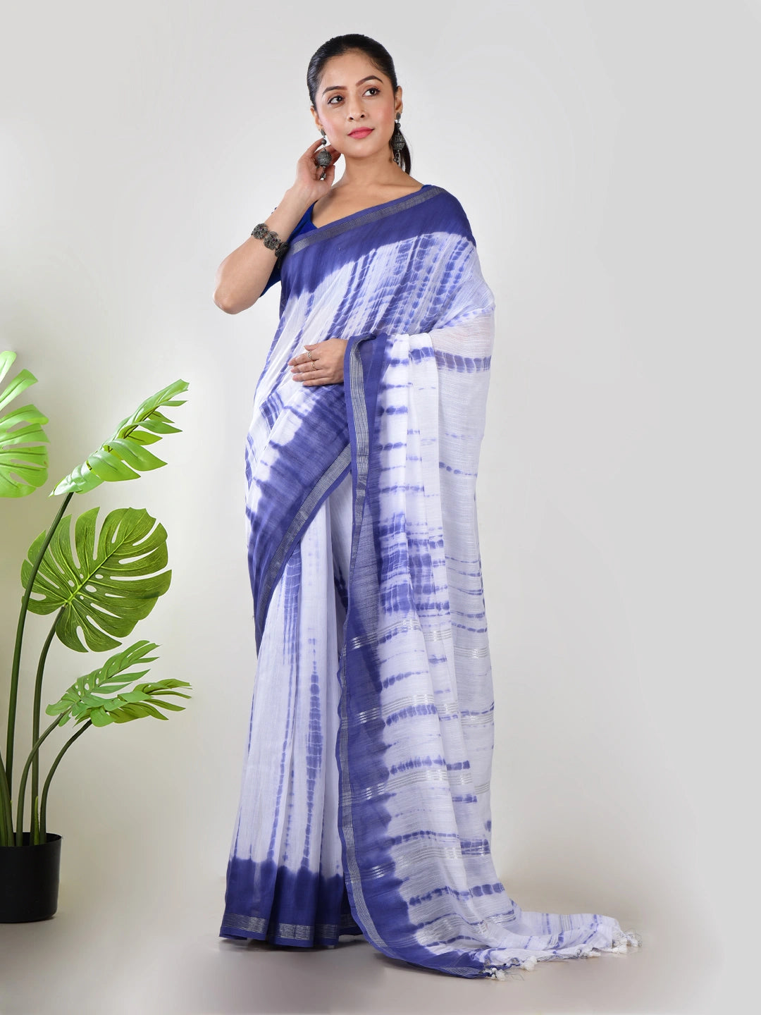 Megh Neela |  Blue Handloom Mul Cotton Saree
