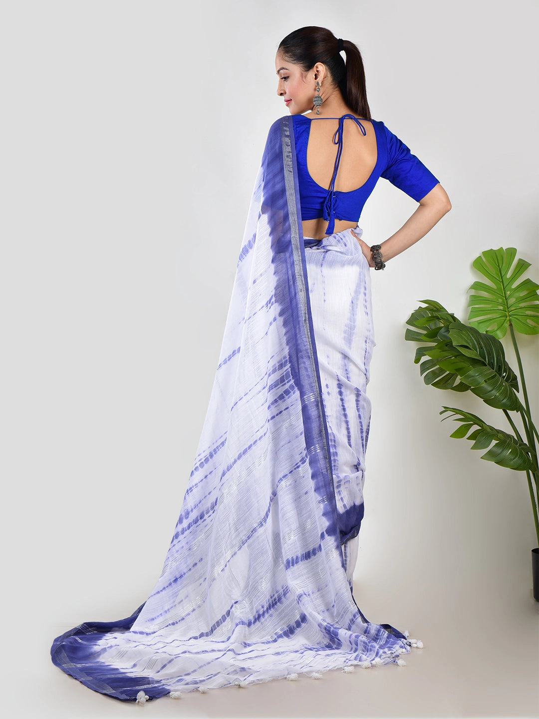 Megh Neela |  Blue Handloom Mul Cotton Saree