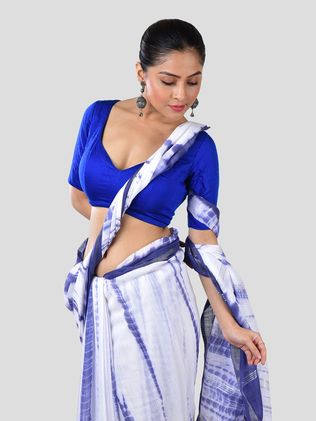 Megh Neela |  Blue Handloom Mul Cotton Saree