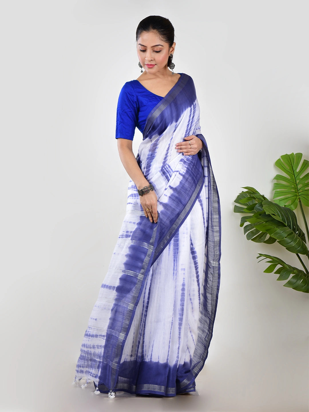 Megh Neela |  Blue Handloom Mul Cotton Saree