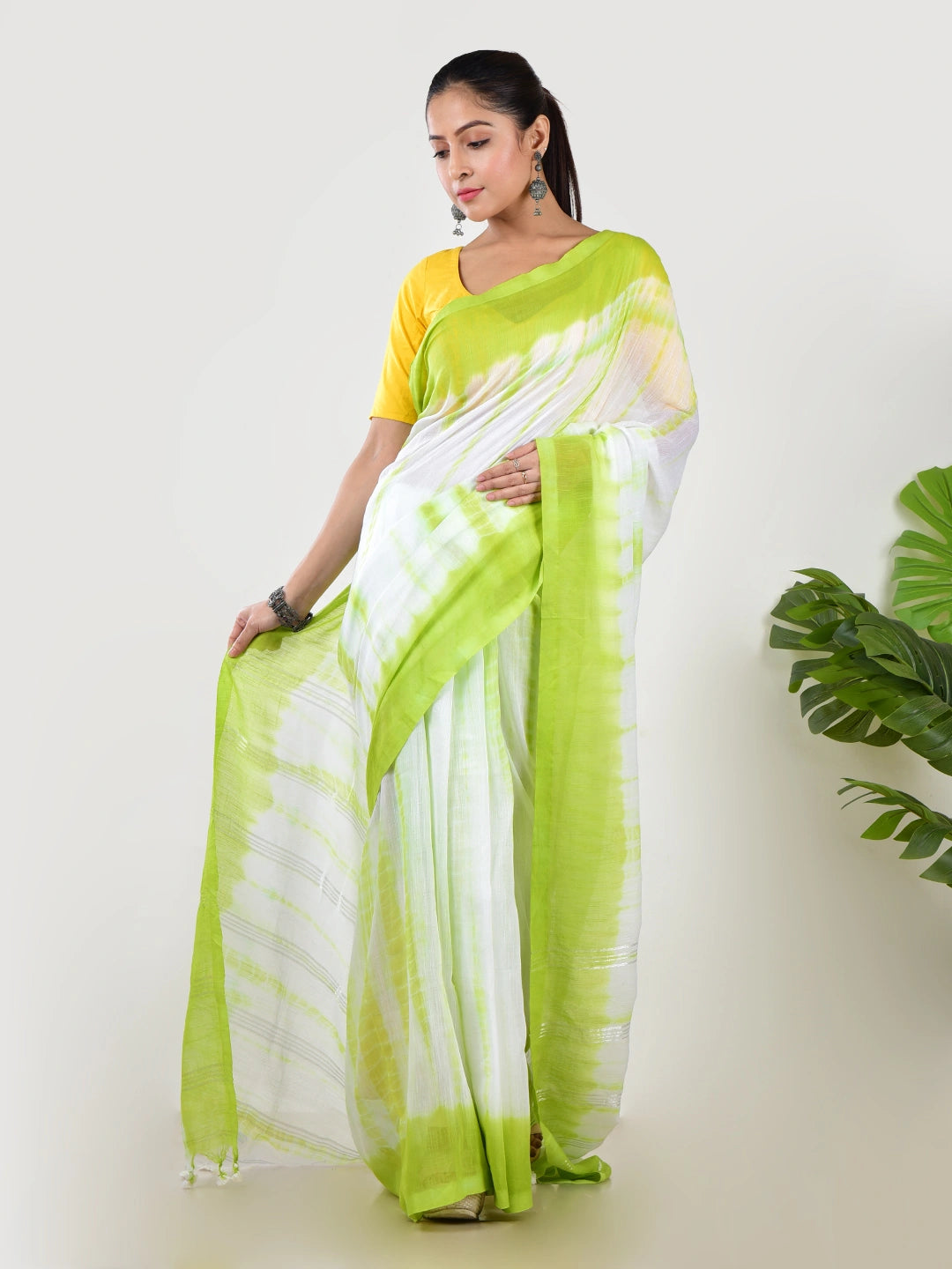 Hara Saaz | Green Handloom Mul Cotton Saree
