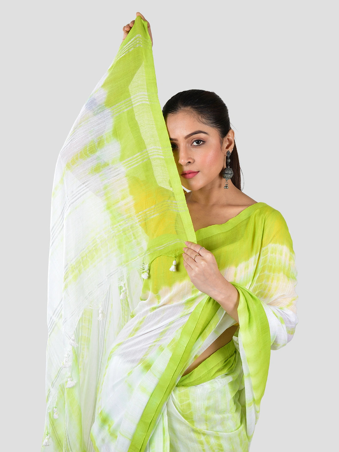 Hara Saaz | Green Handloom Mul Cotton Saree