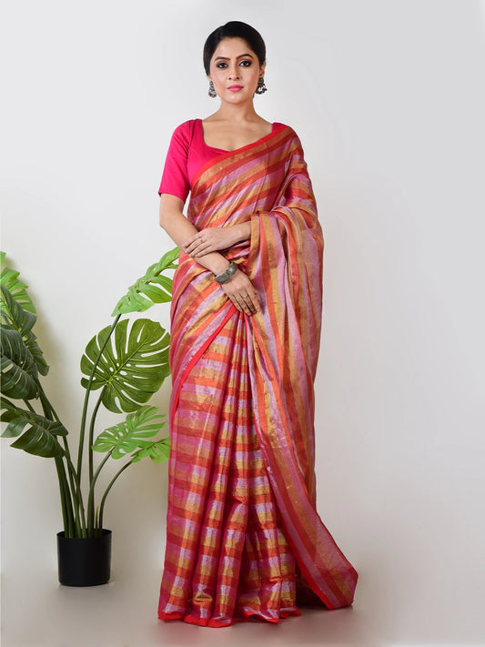 Petal Prism | Multi Colour Handloom Tissue Saree