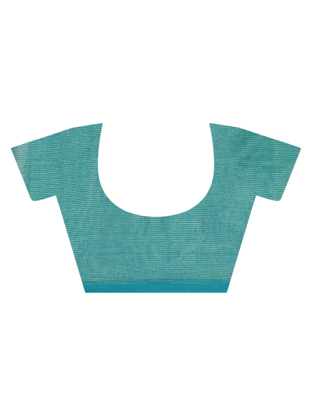 Mystic Lagoon | Turquoise Green Handloom Linen Saree with Golden Zari Stripe