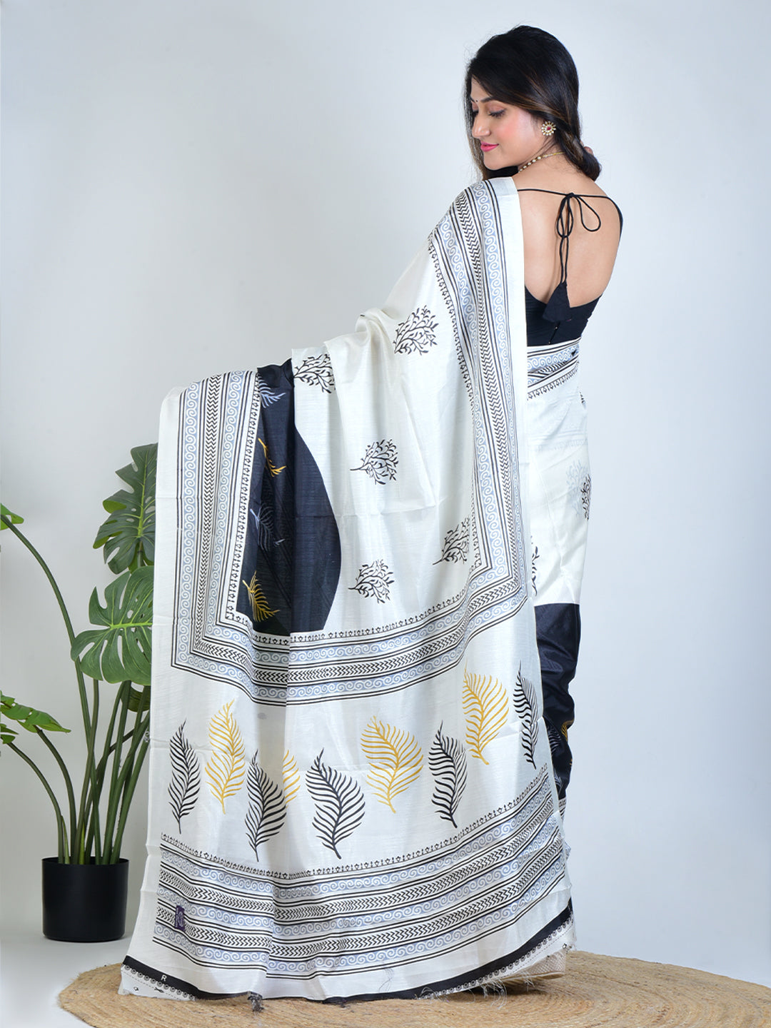 Pearl Whisper | White Silk Saree