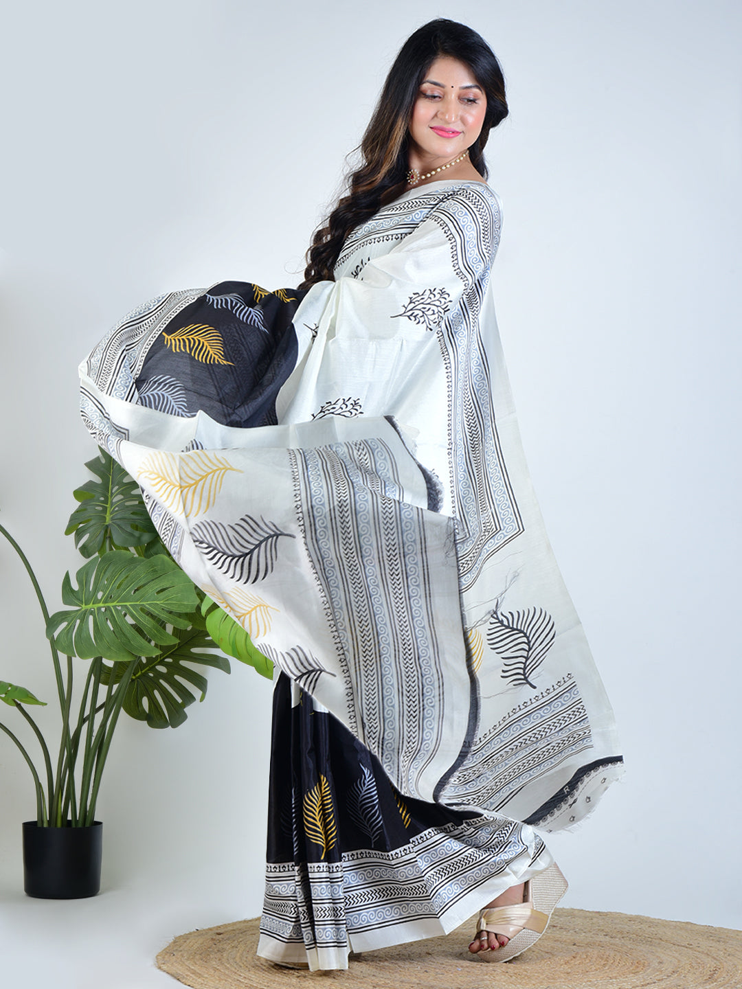 Pearl Whisper | White Silk Saree