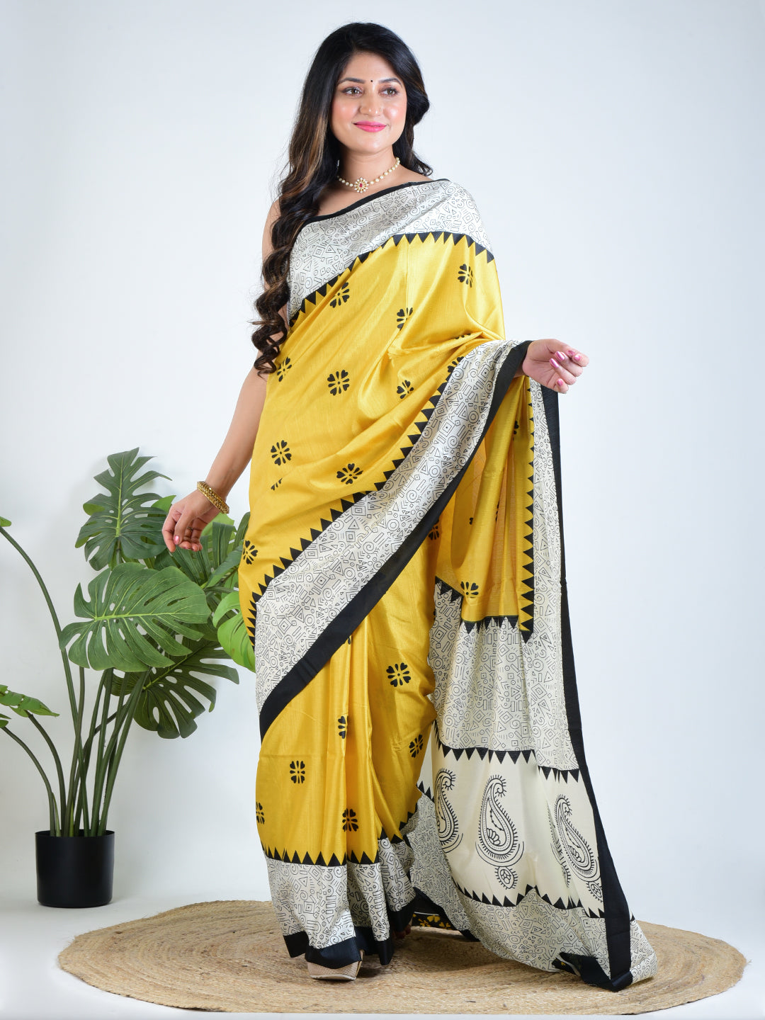 Saffron Glow | Yellow Silk Saree