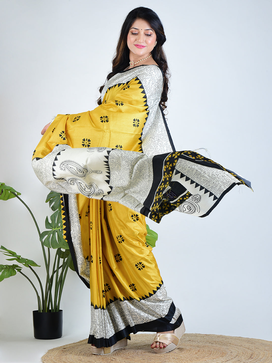 Saffron Glow | Yellow Silk Saree