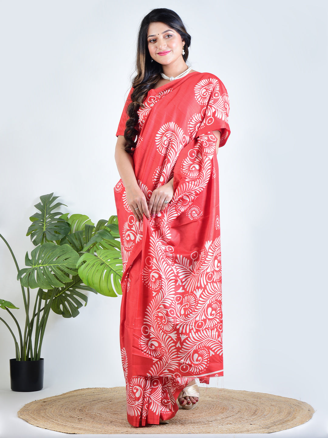 Scarlet Grace | Red Silk Saree