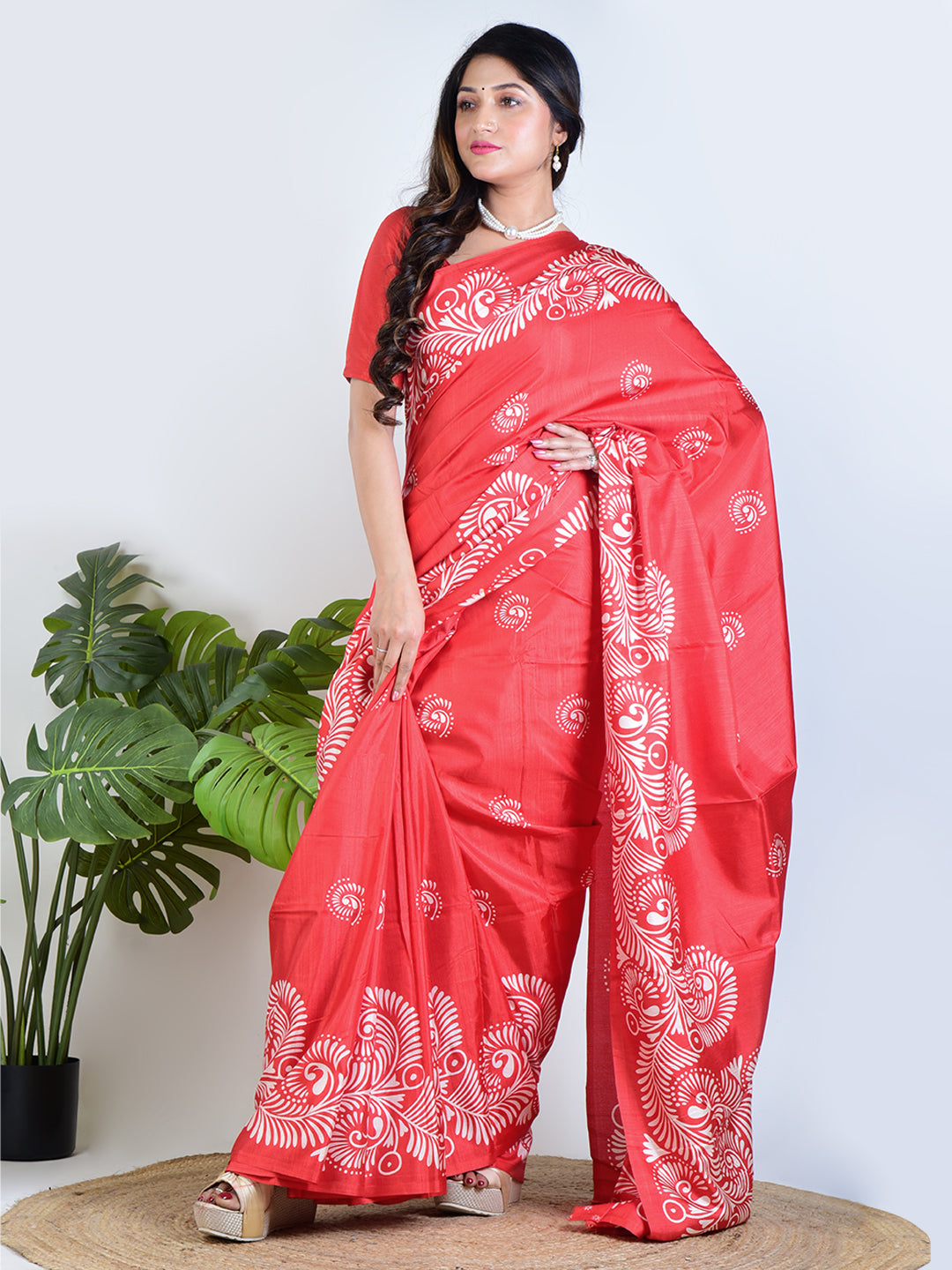 Scarlet Grace | Red Silk Saree