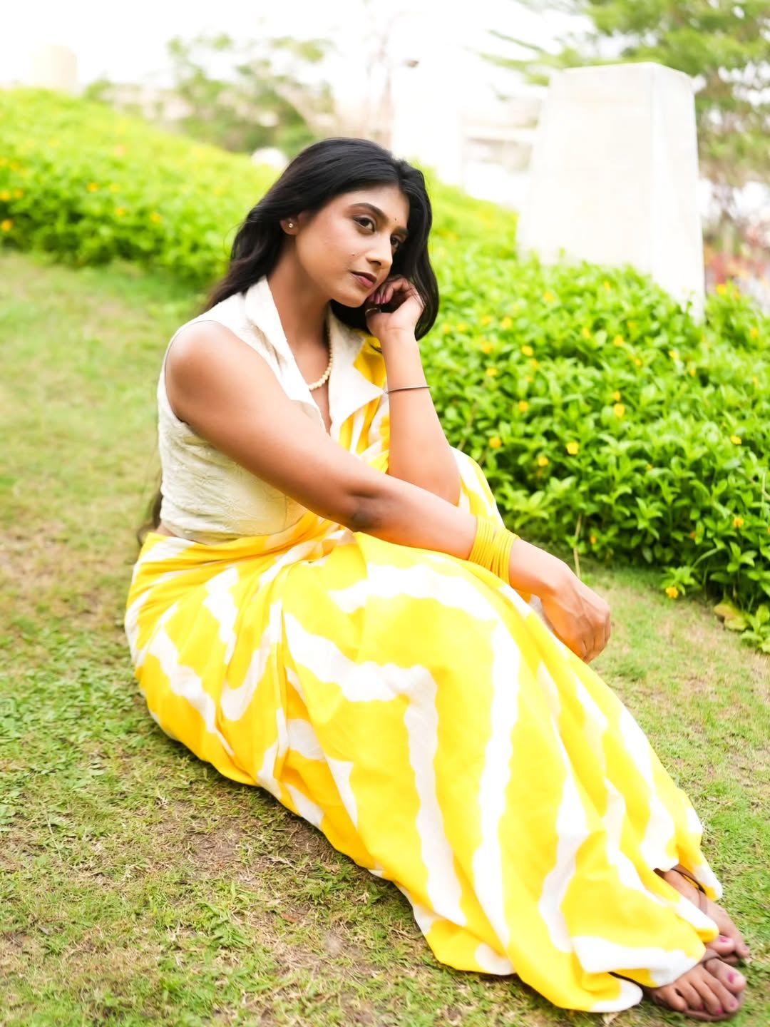 Sunehri Dhaara| Yellow Handloom Cotton Saree