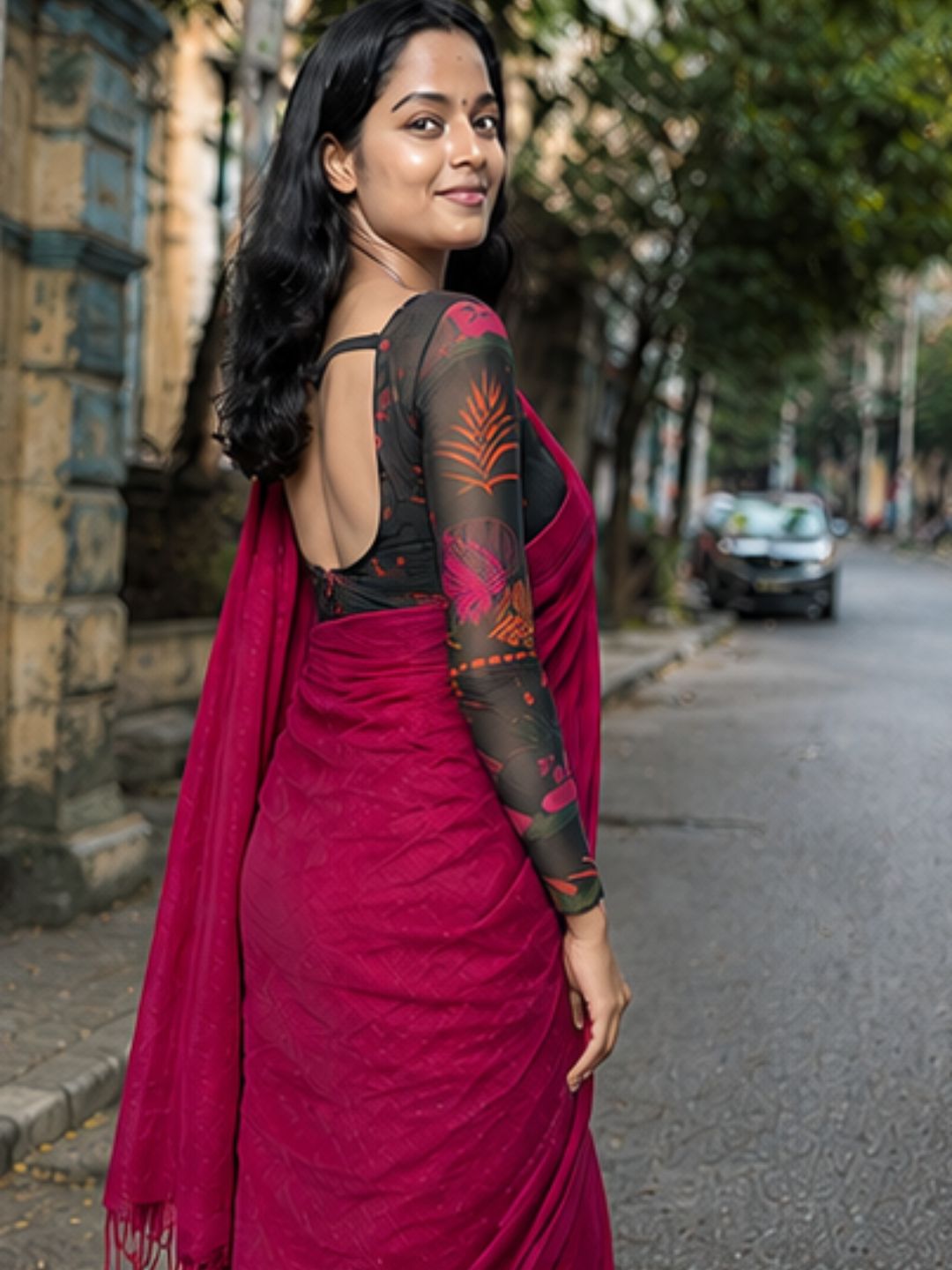 Aakar Pink Handloom Cotton Saree