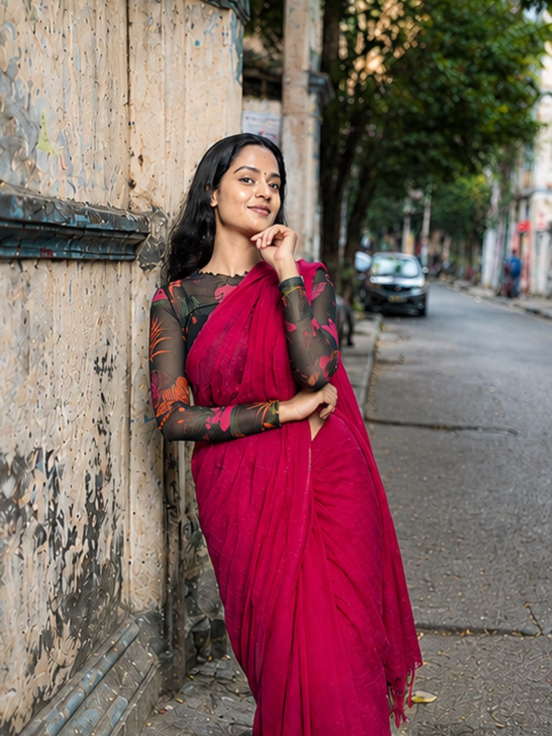 Aakar Pink Handloom Cotton Saree